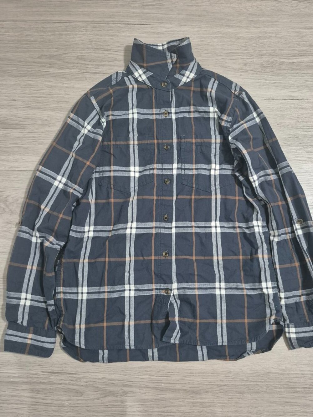 Carhartt Womans Plaid Button-Up Long Sleeve Shirt Size Small (4/6) Blue Brown